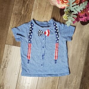 First Impressions Baby Boys Graphic Print Patriotic T-Shirt Blue Size 24m EUC